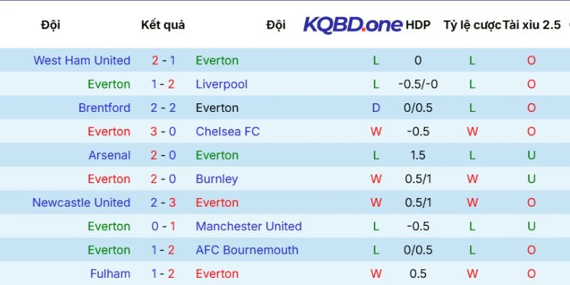 Ấn tượng thi đấu của Everton
