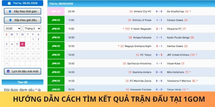 Cách tham gia 1gom tìm kiếm nội dung trận đấu từ A đến Z