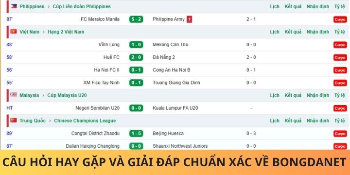 FAQs - Chuyên giải đáp thắc mắc về trang thể thao Bongdanet